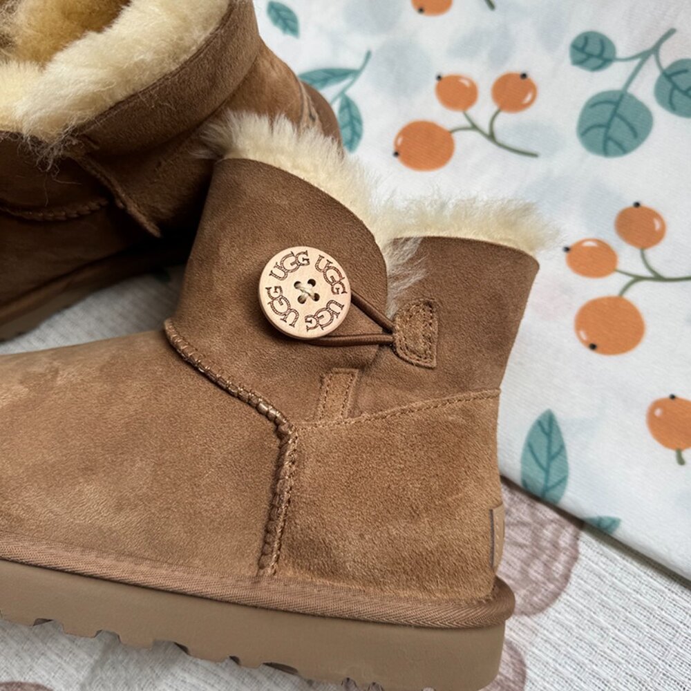 UGG Mini Bailey Button Crystals Chestnut Boots - … - image 4